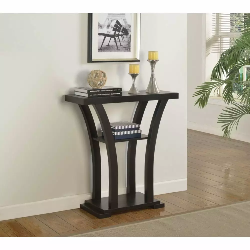 Hassch 3-Tiers Console Table Modern Wood Sofa Table Entryway Hallway Living Room Dark Gray Console