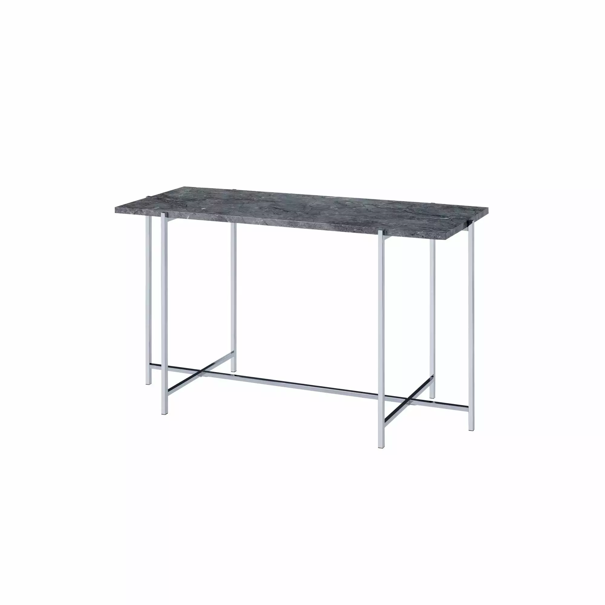 Miekor Furniture Adelae Faux Marble and Chrome Sofa Table Console Console