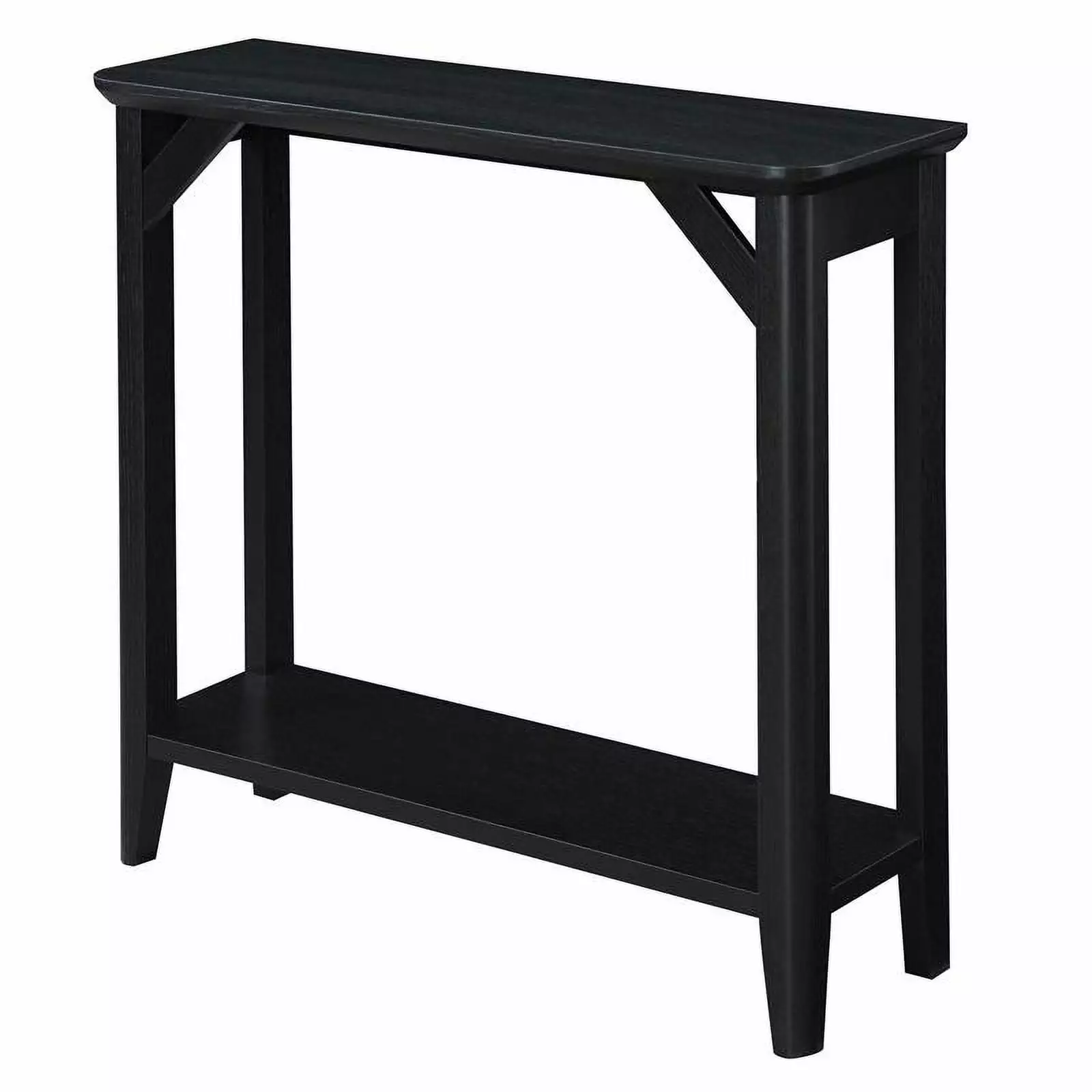 Pemberly Row Modern Black Wood Finish Hall Table Shelf Entryway Console
