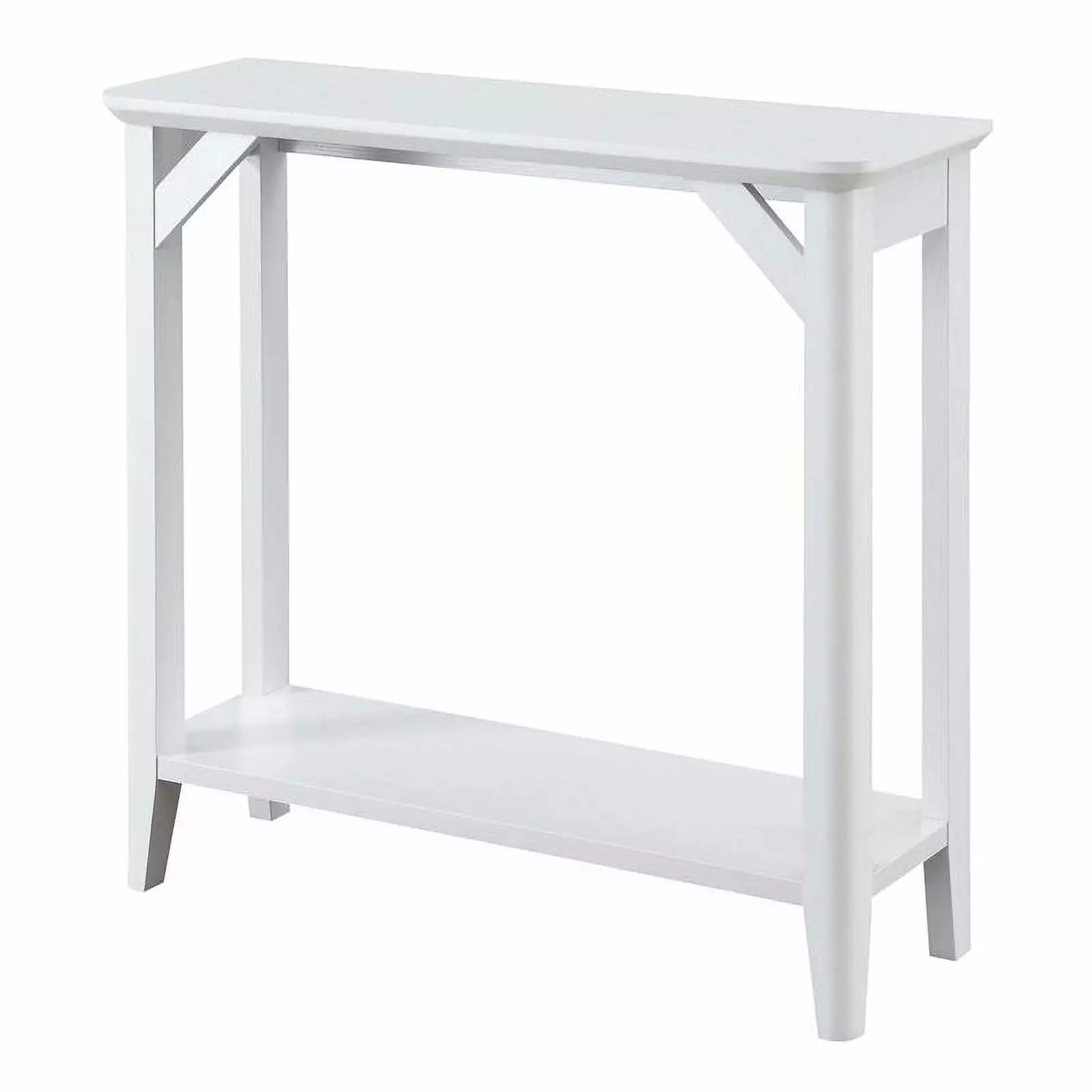 Pemberly Row Modern White Wood Hall Table Shelf Entryway Console