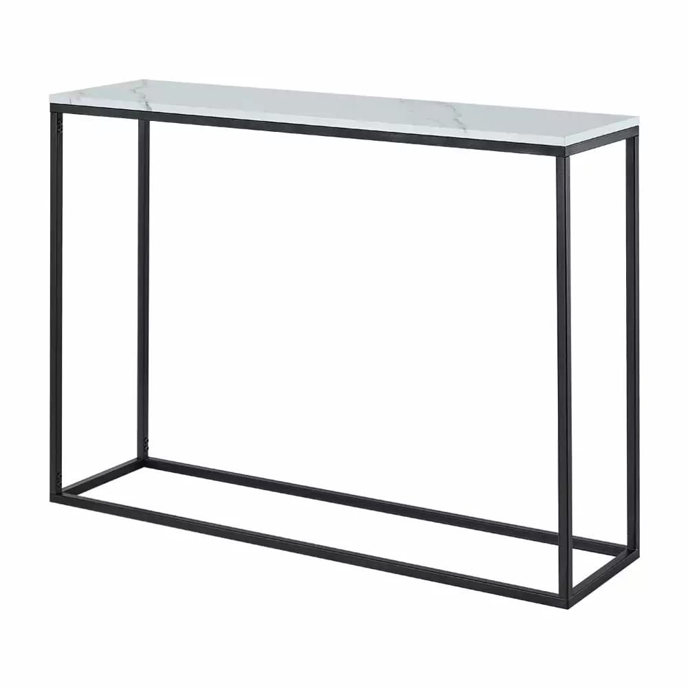 QXDRAGON Modern Console Table Marble Top and Metal Frame Hallway Console