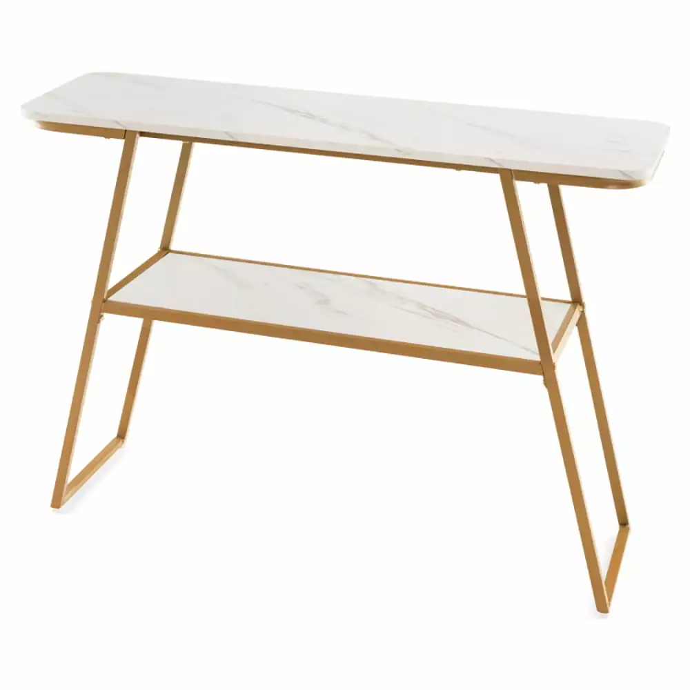 Spaco Gold Metal Frame Console Table Open Shelf Living Room Console