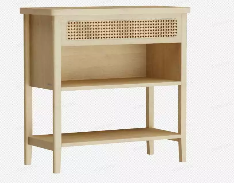 VASAGLE Console Table Power Outlets and Storage Shelf Sofa Table Drawer Oak Beige Console