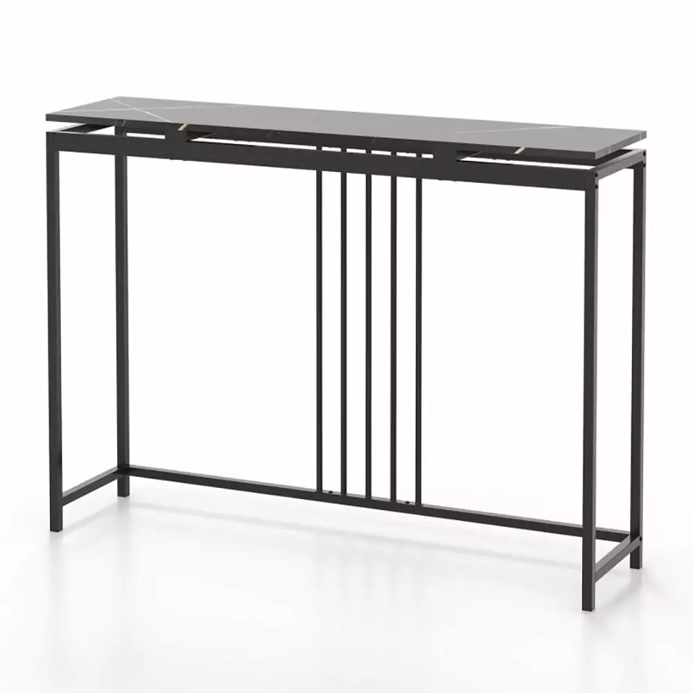 Yardi Yard Black Entrance Couch Table Narrow Faux Marble Top Living Room Hallway Console