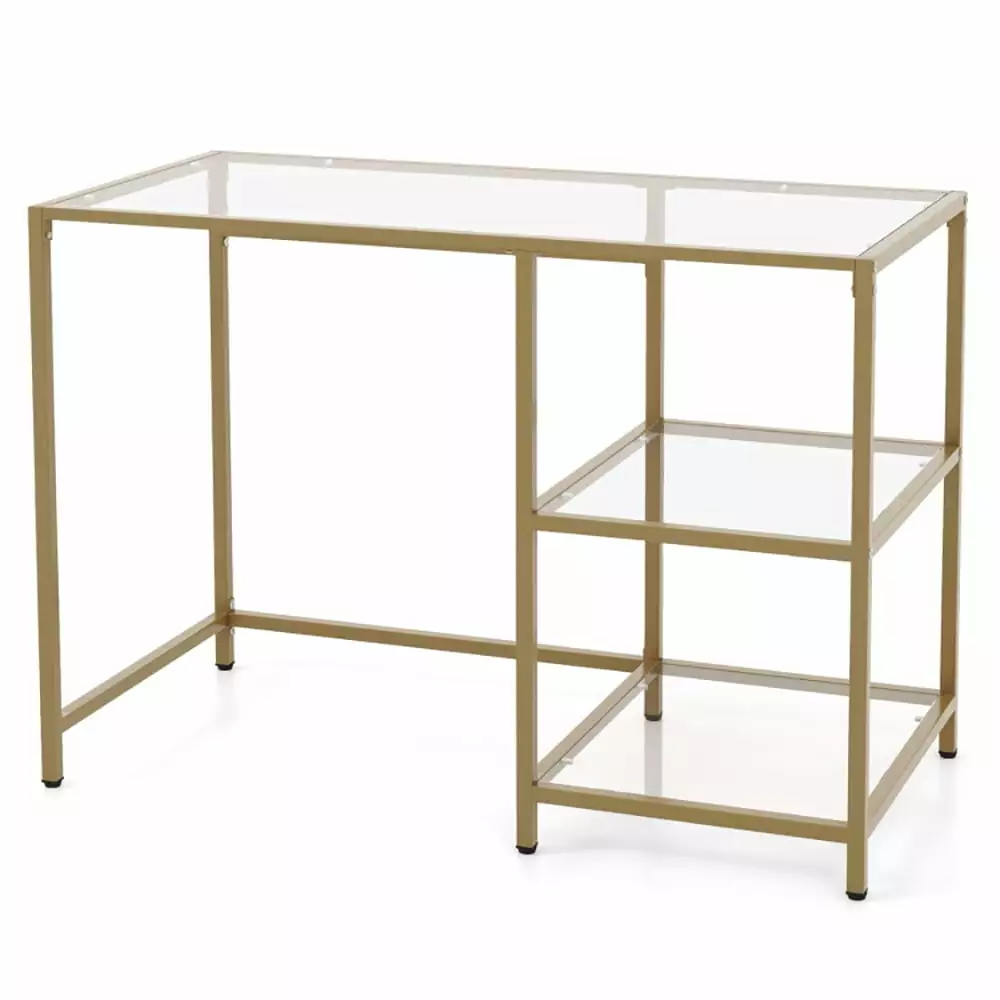 Yardi Yard Modern Golden Narrow Console Table 2 Open Shelves Entryway Console