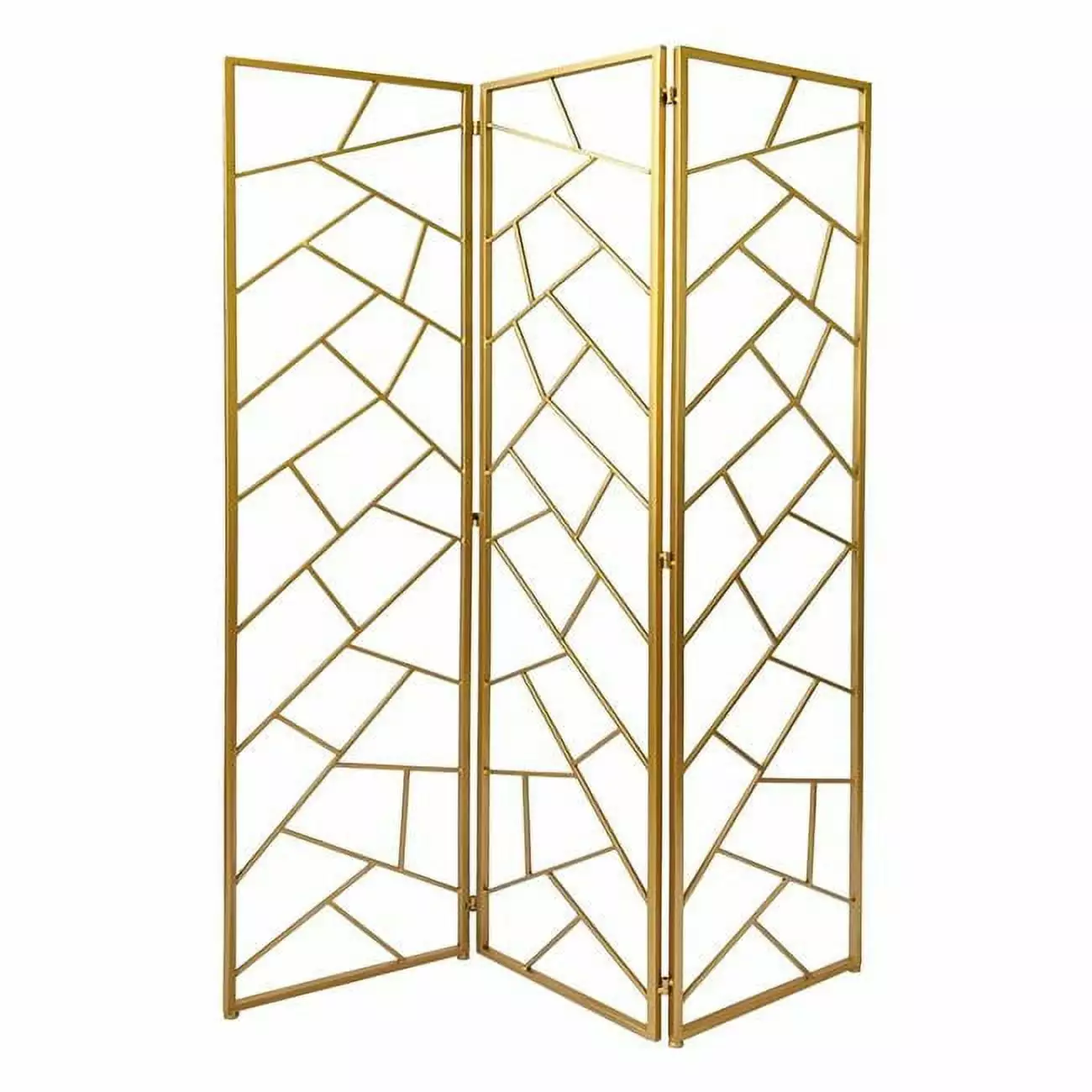 Gold Contemporary Knox Screen Modern Room Divider Freestanding Metallic Finish Privacy Partition Jagged Designs
