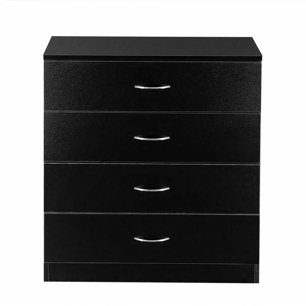 Black 4-Drawer Heavy Duty Modern Wood Dresser Bedroom and Closet Best Home