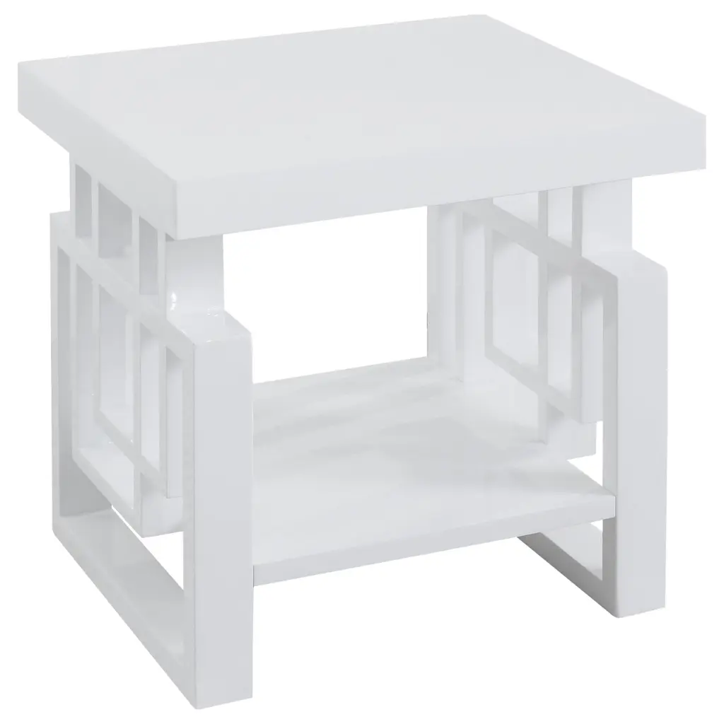 Schmitt Rectangular End Table High Glossy White Nightstand