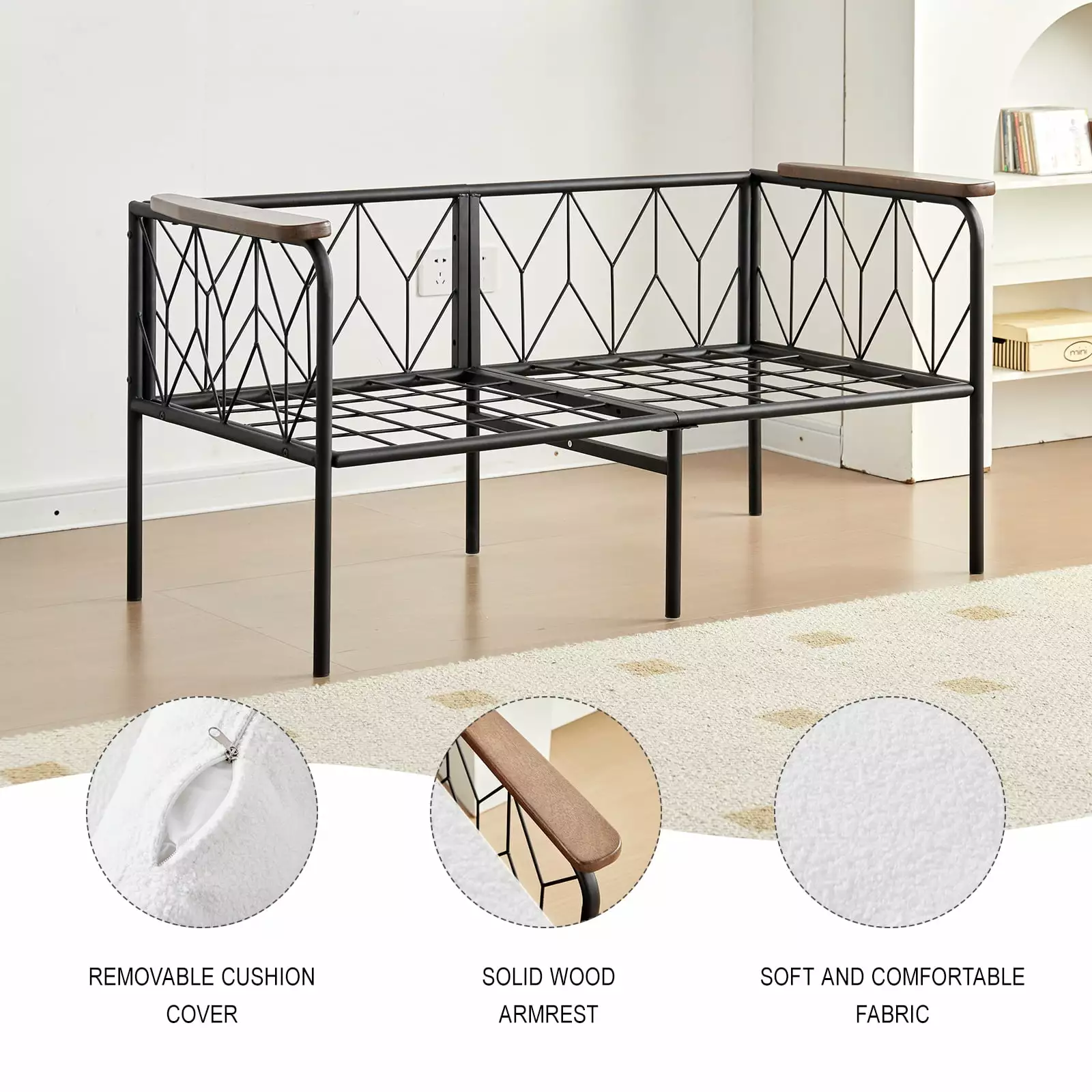 47 Teddy Velvet Futon Sofa Bed Sturdy Metal Frame Modern Loveseat Sleeper Futons Pevor