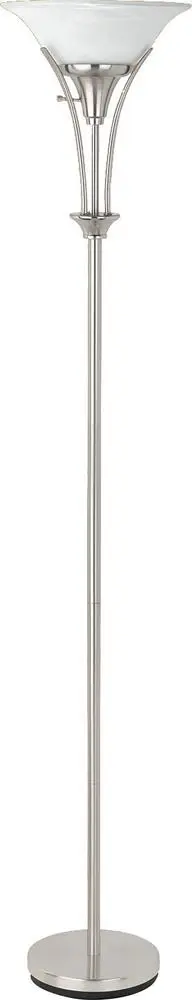 Archie Floor Lamp Frosted Ribbed Shade Brushed Steel Modern Living Room Lamp