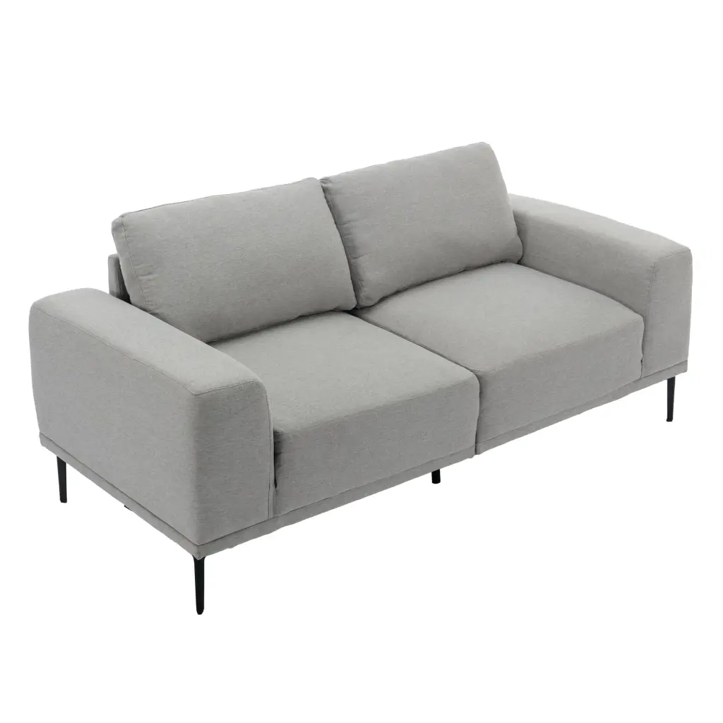 Miekor 74.8 Inch Linen Fabric Loveseat Couch Mid-Century Modern Upholstered Sofa Light Grey