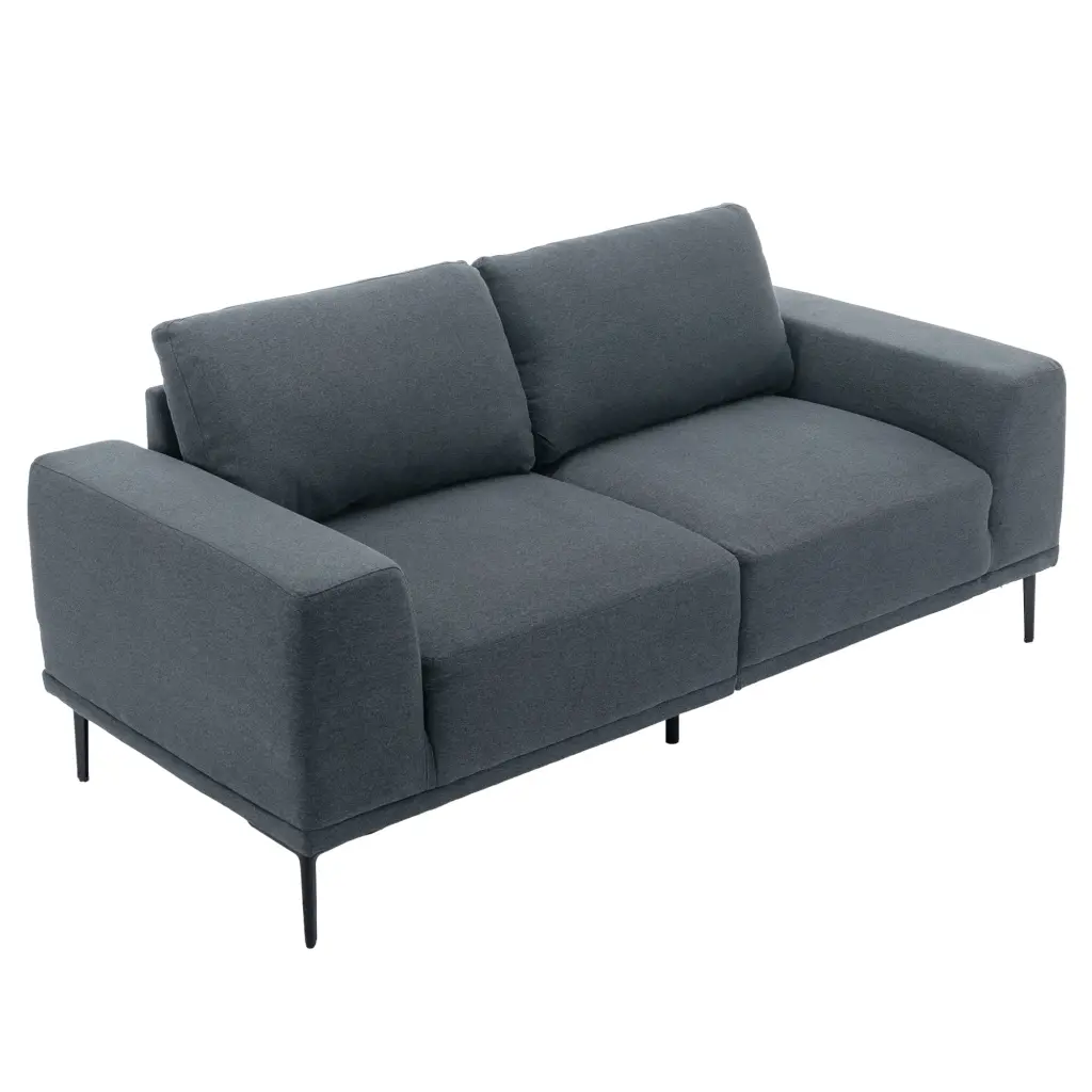 Miekor 74.8 Inch Linen Fabric Loveseat Couch Mid-Century Modern Upholstered Sofa Dark Grey