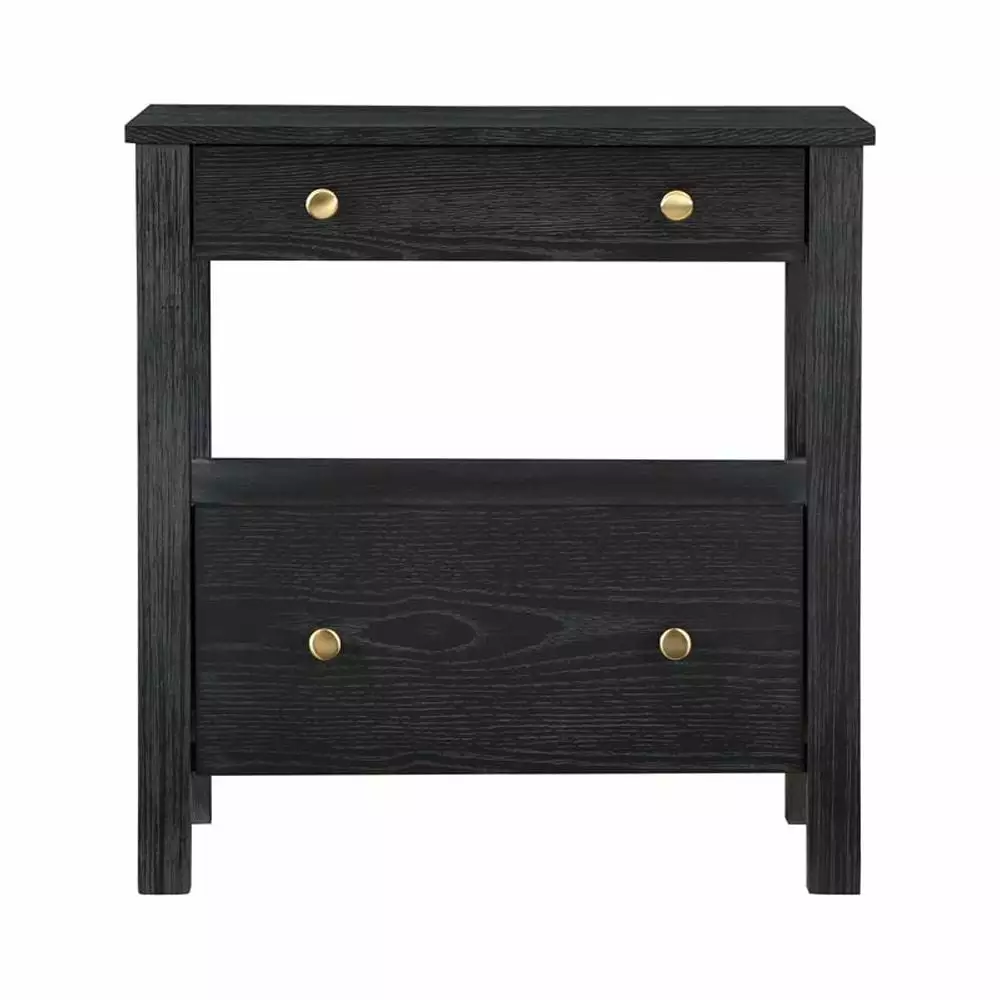 Delano Black Finish Wood 2-Drawer Modern Storage Nightstand Ease Pointe Comfort Pointe