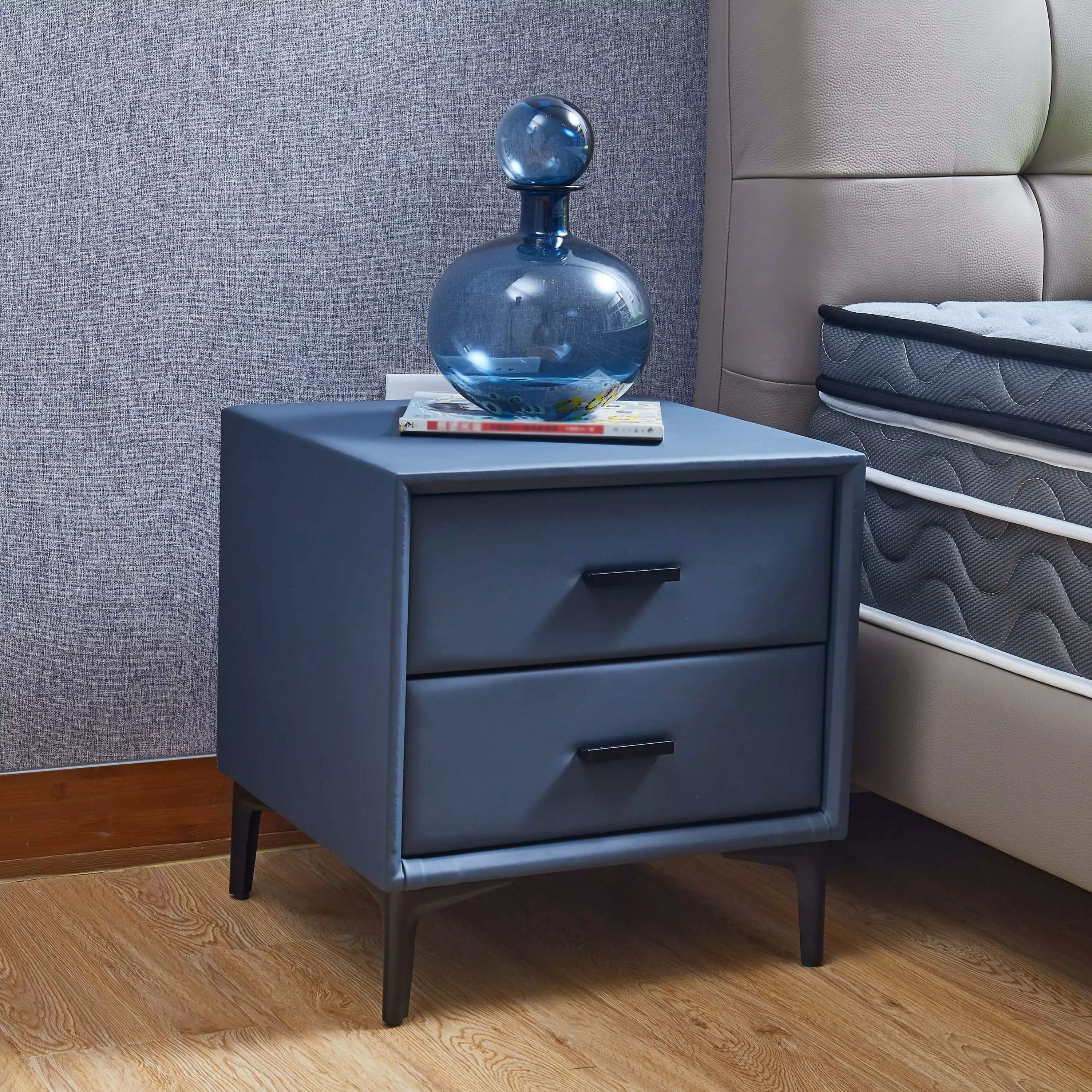 Meu Modern Nightstand 2 Drawers Blue Bedside Cabinet Living Room Go Green Woods