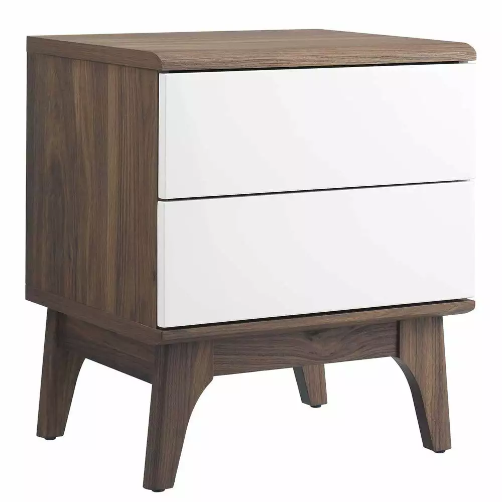 Modway Envision 2-Drawer Particleboard Nightstand Walnut/White