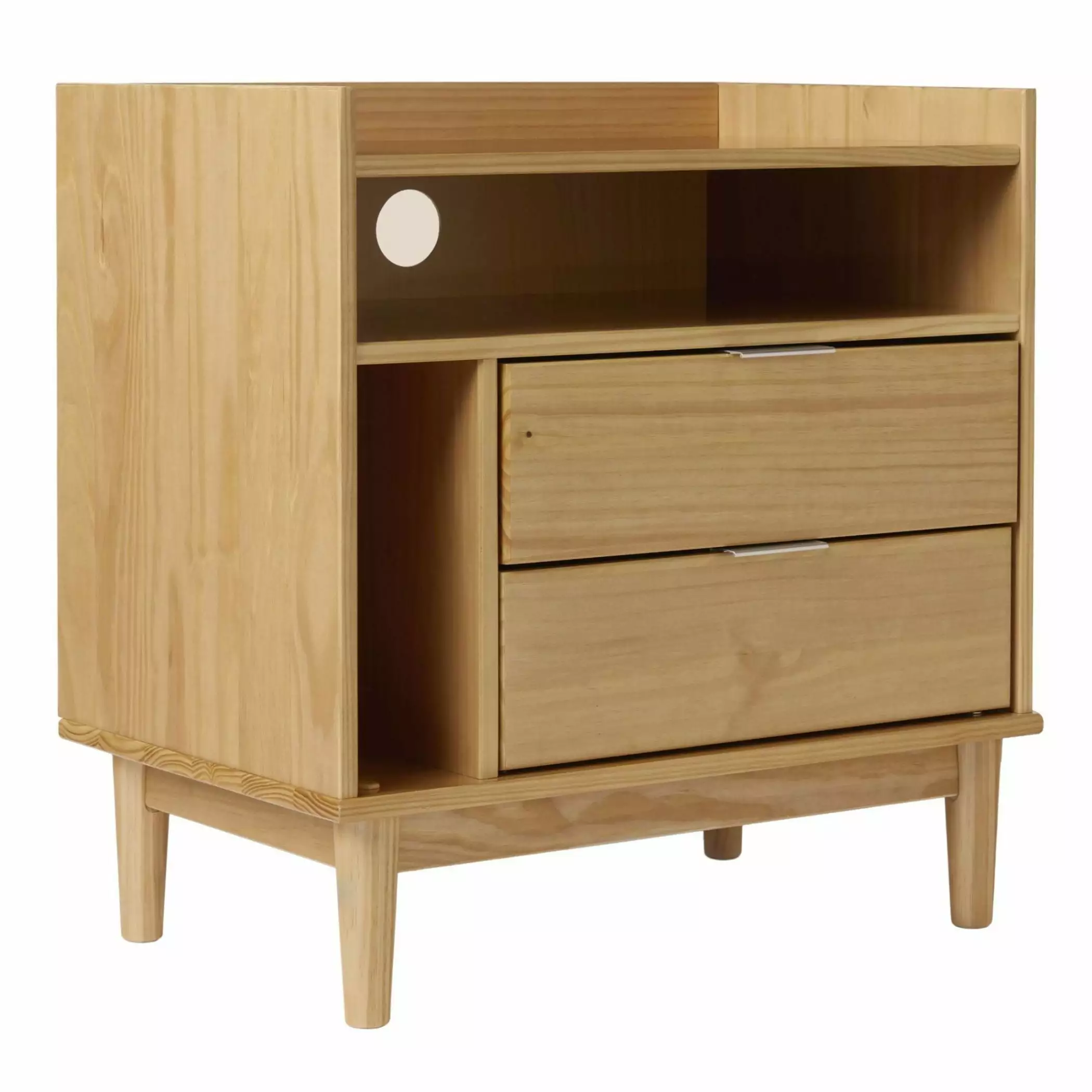 Modern Nightstand 2 Drawers PU Leather and Hardware Legs Orange Bedside Cabinet OMCCHK