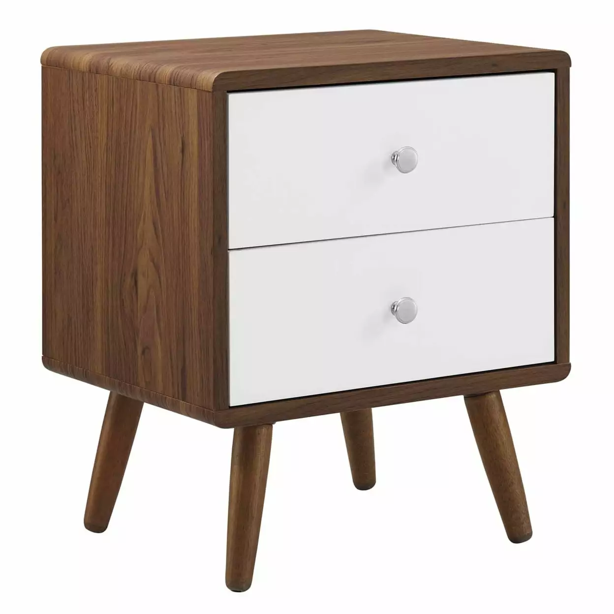 Transmit 2-Drawer Nightstand Walnut White Modern Bedside Table Saltoro Sherpi