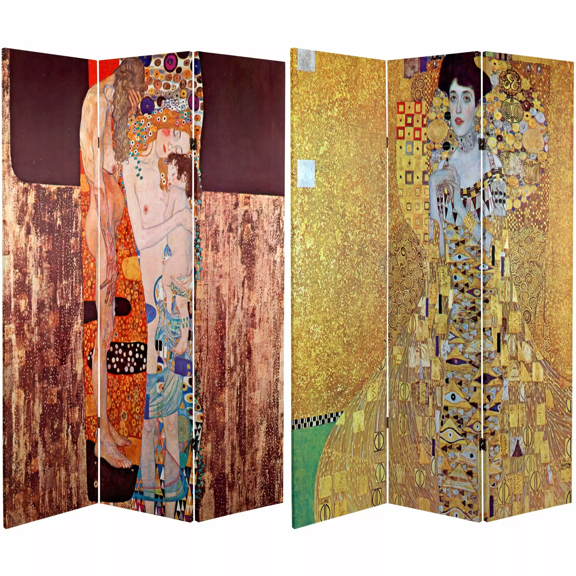 Oriental Furniture 6 ft. Tall Block Bauer Room Divider 3 Panel Screen