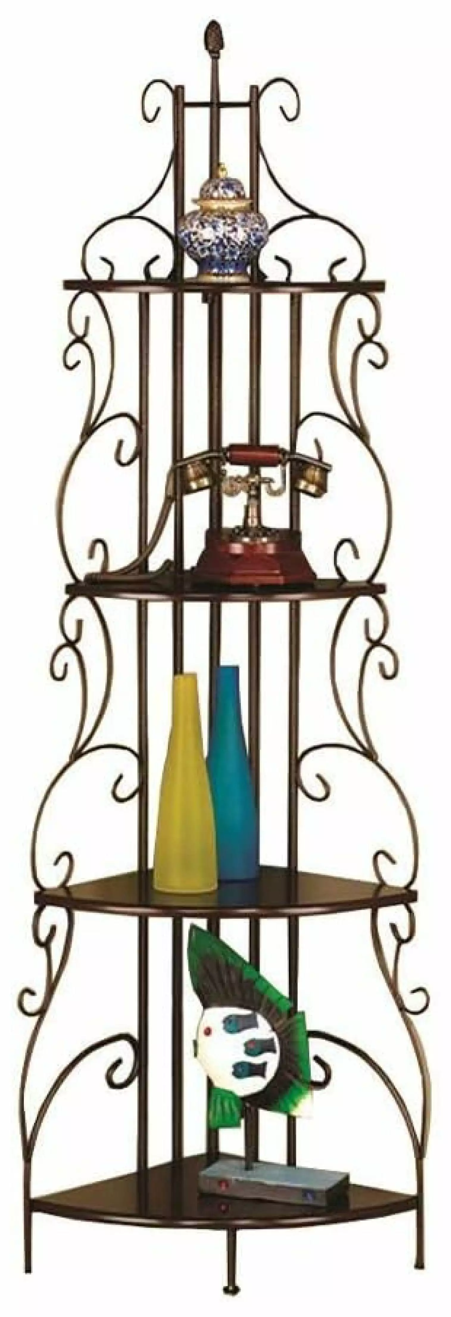 Coaster Furniture 4-Shelf Cappuccino and Copper Corner Bookcase 16.5D x 23.5W x 74.5H Hetayc