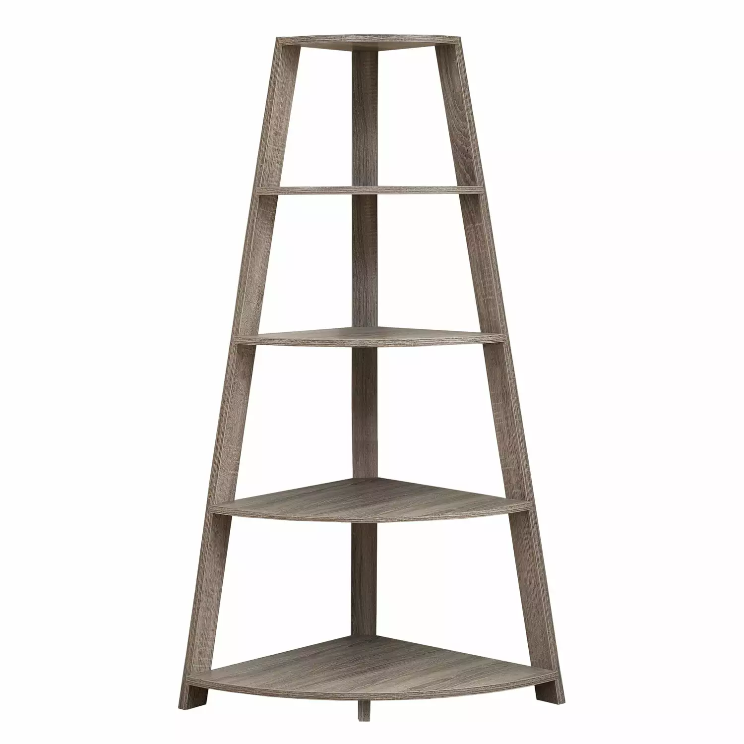 Maykoosh Naturally Nice 4 Tier 60H Bookshelf Corner Etagere Office Bedroom Laminate White