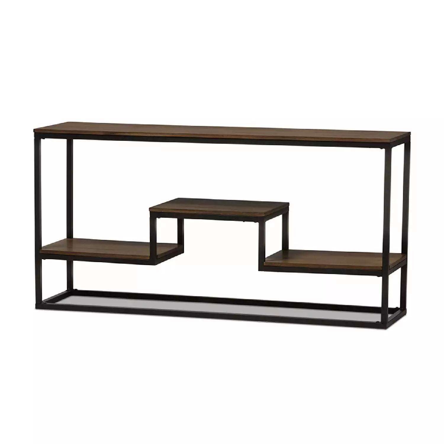 Baxton Studio Doreen Console Table Antique Black and Weathered Oak Modern Entryway Furniture Console