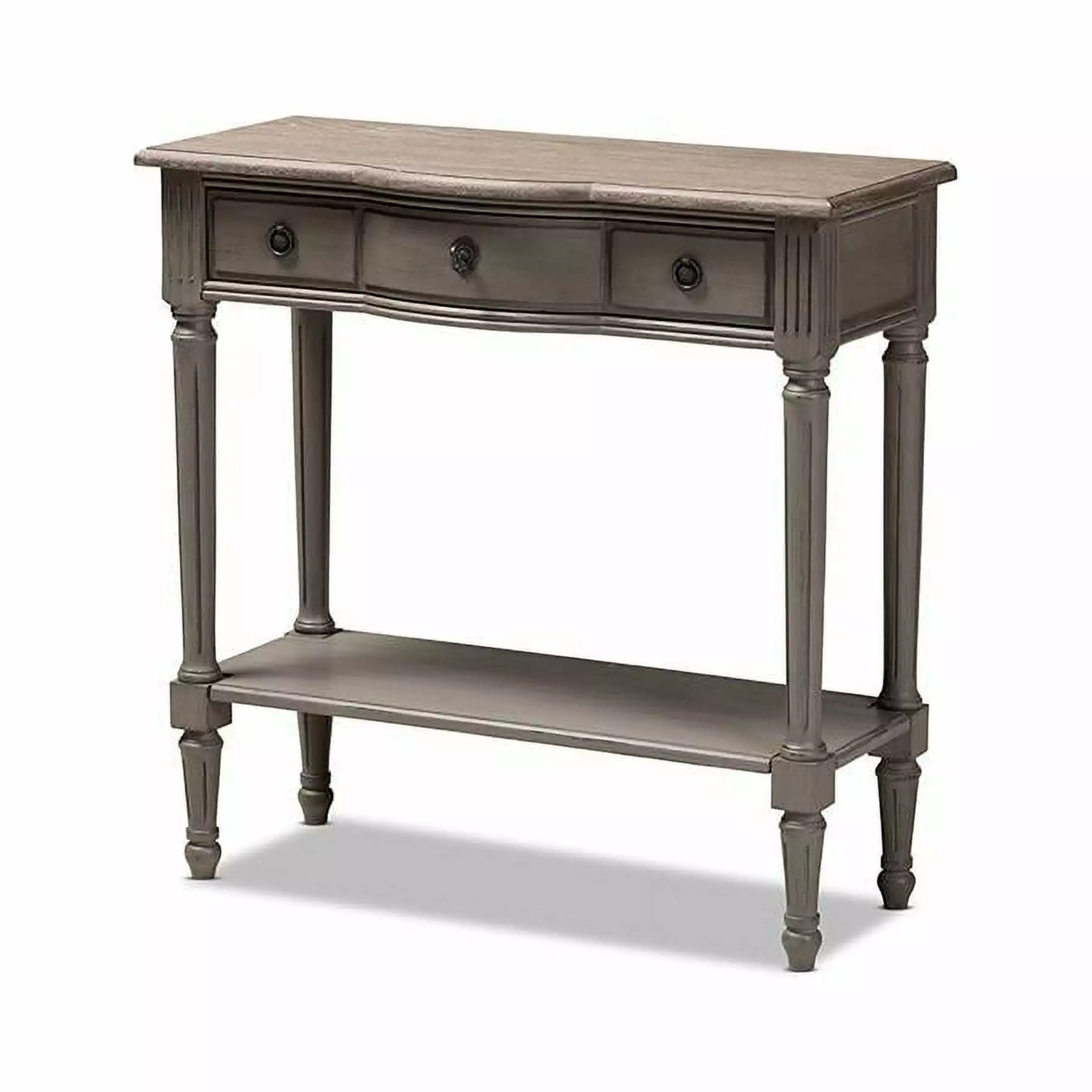 Baxton Studio Noelle Contemporary Wood 3-Drawer Console Table Gray Modern Living Room Console