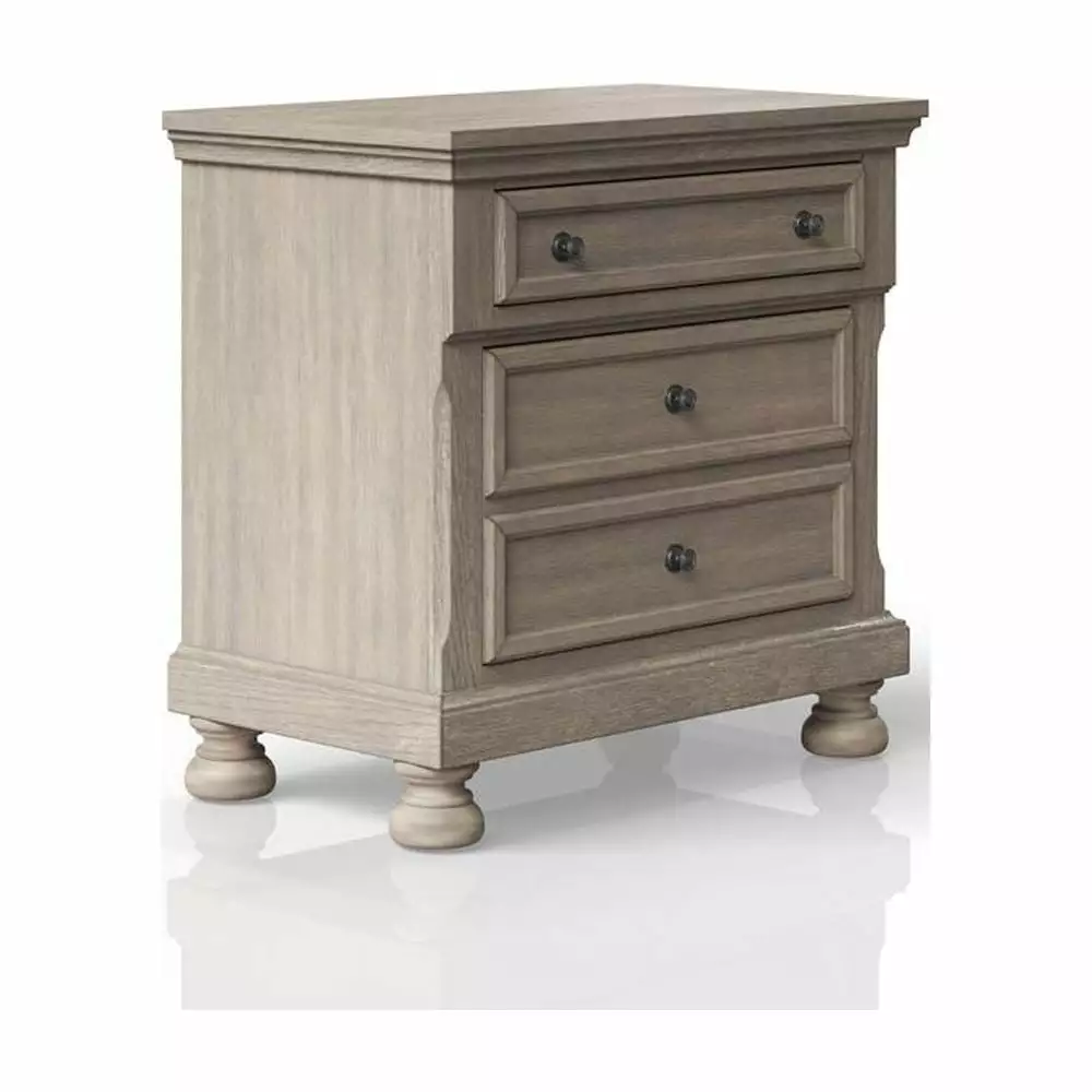 Bernards Prescott Gray Nightstand - Modern Bedroom Storage Solution