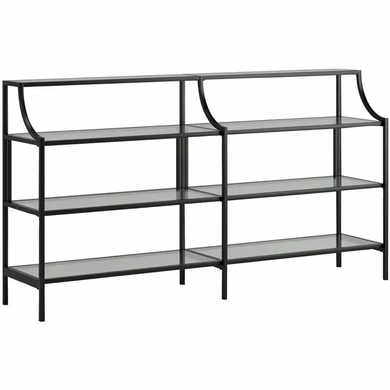 Kingfisher Lane Black Metal and Glass Console Table - Sleek Modern Entryway Furniture Console