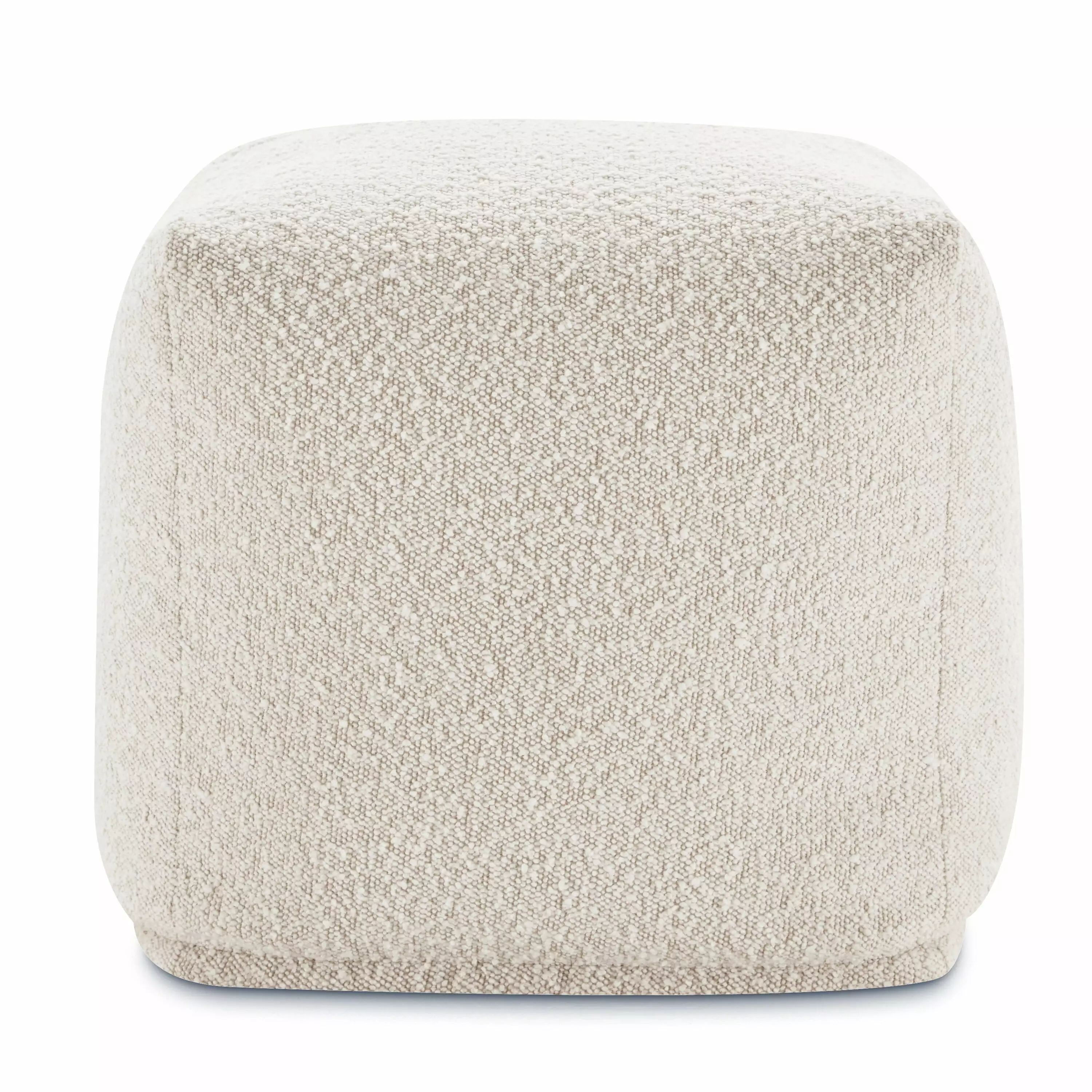 Poly and Bark Metz Pouf Crema White Boucle Accent Stool Poly & Bark