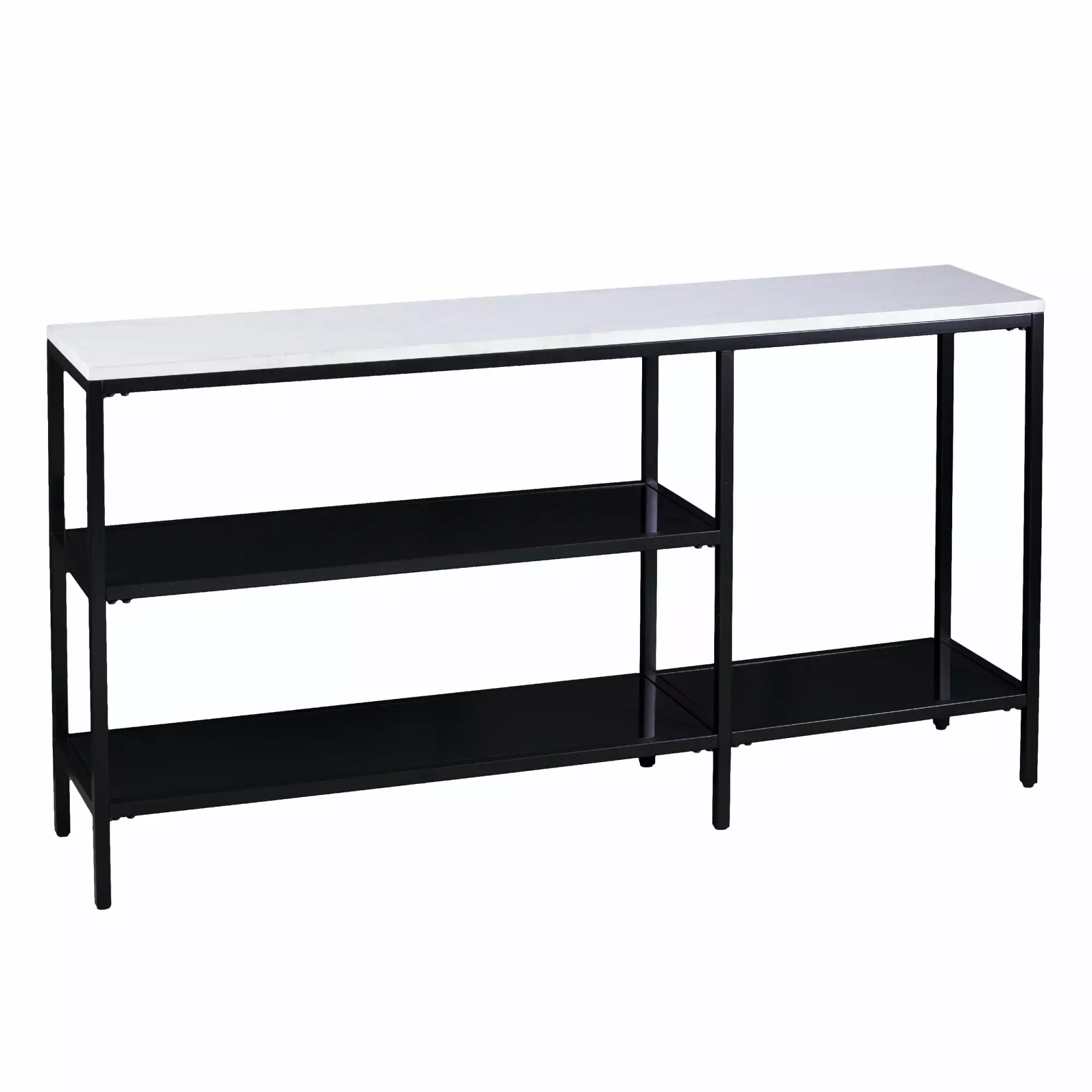 Holly and Martin Corman Narrow Faux Marble Console Table Black Gray Accents Console Southern Enterprises