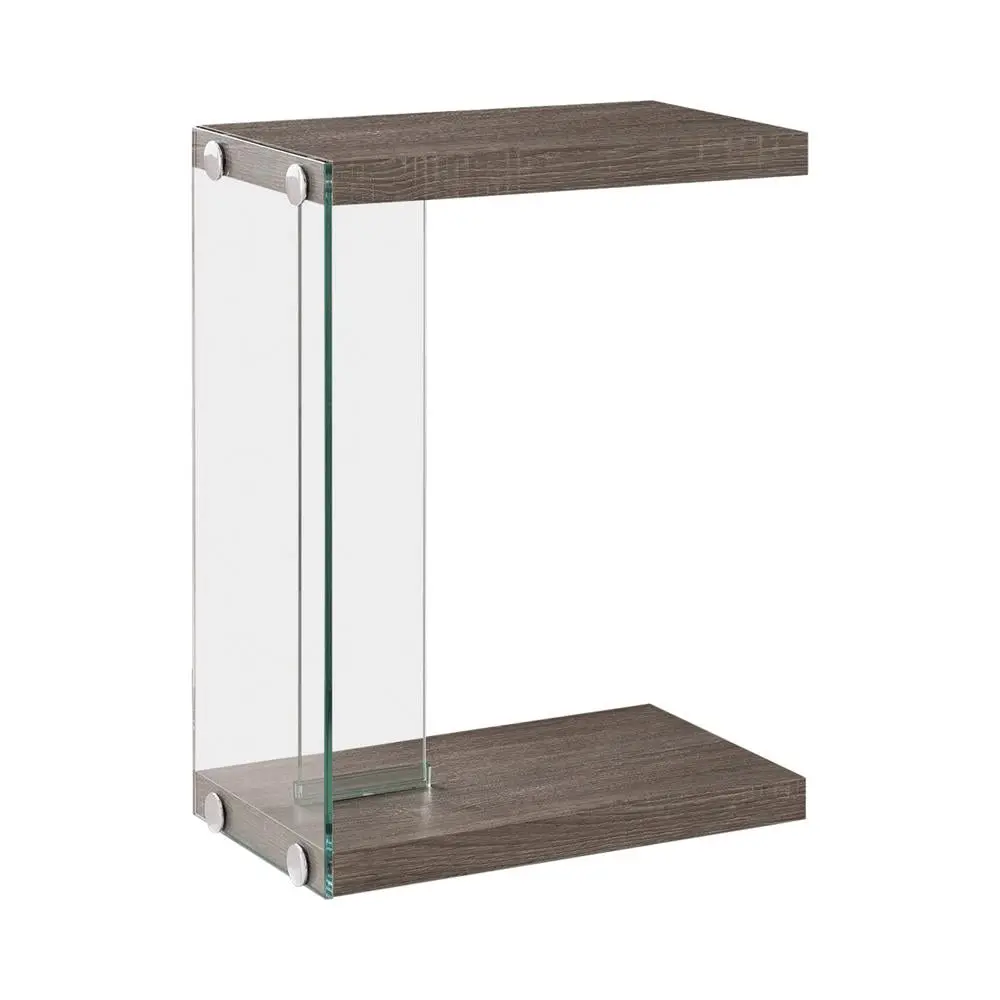 Colby Accent Table Weathered Grey and Clear Modern Side Table Living Room