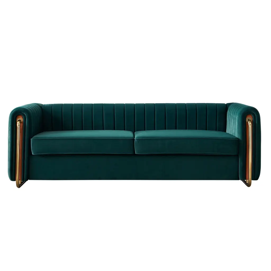 Modern Green Velvet Sofa 46169 Contemporary Living Room Decor Miekor