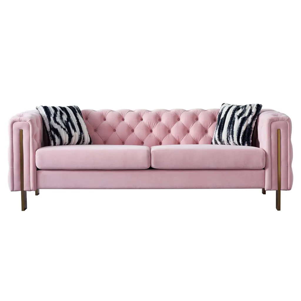 Modern Pink Velvet Sofa 947396 Stylish Living Room Decor Miekor
