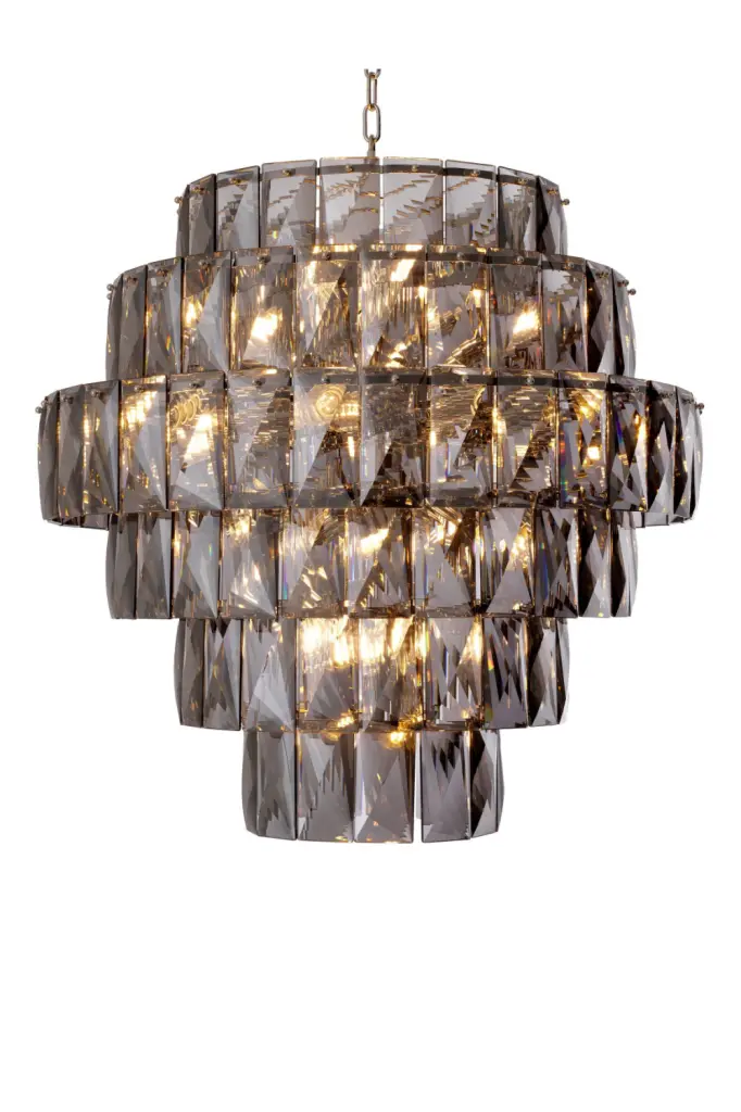 Nickel Smoked Glass Chandelier Eichholtz Amazone L Dining Room Lighting