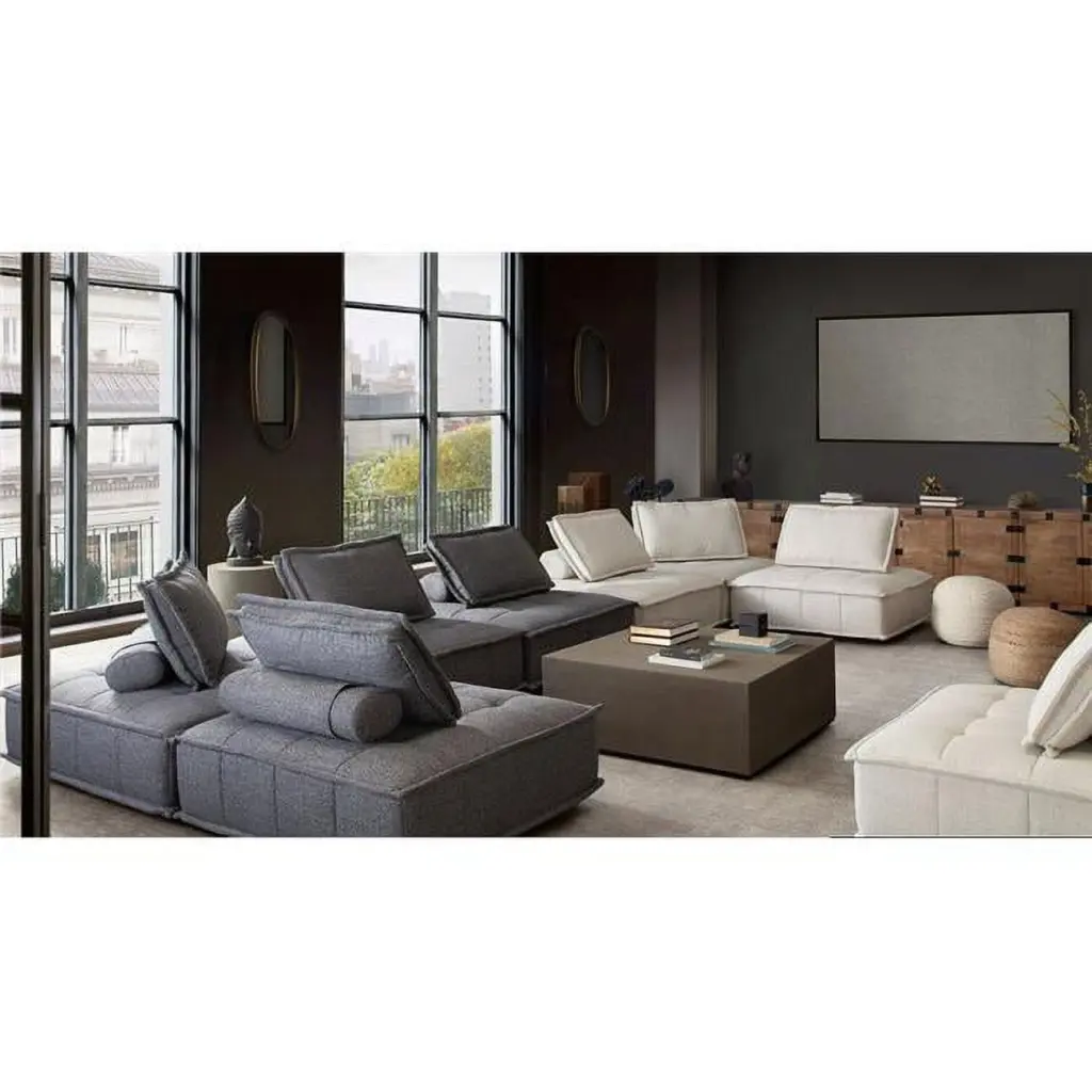 Diamond Sofa 45 x 45 x 15 . Platform Square Modular Lounger - Light Sand Fabric 5-Piece Set