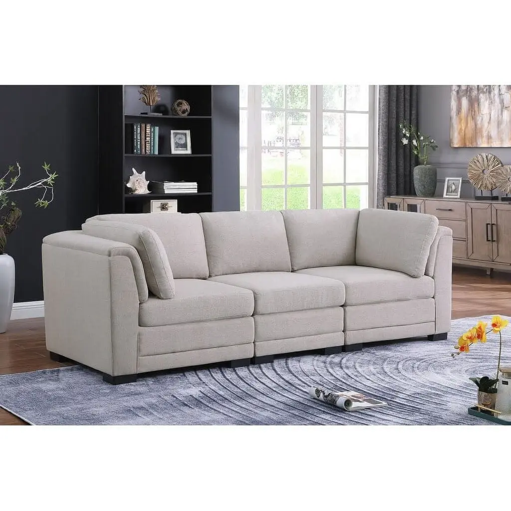 Kristin Linen Fabric 3-Seater Modular Sofa Living Room Bed Bath & Beyond