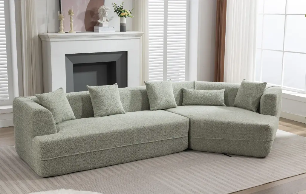DeeHome Modular Living Room Sofa Set Modern Minimalist Sleeper Sofa 2 PC Free Combination Green