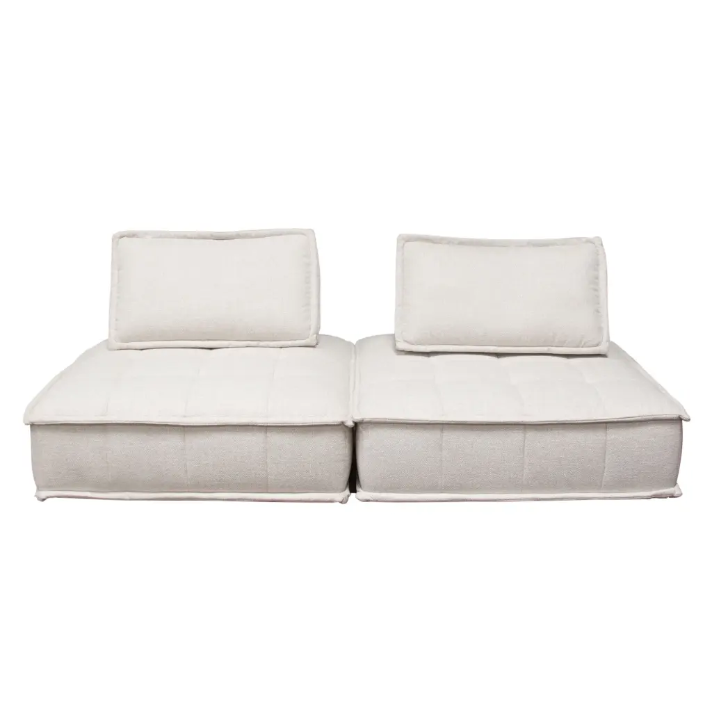 Diamond Sofa 45 x 45 x 15 . Platform Square Modular Lounge Light Sand Fabric - 2-Piece Set