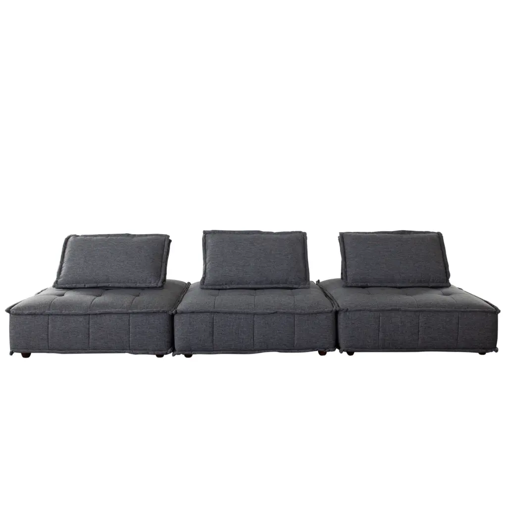 Diamond Sofa Platform Square Modular Lounger Grey Fabric - 3-Piece Set