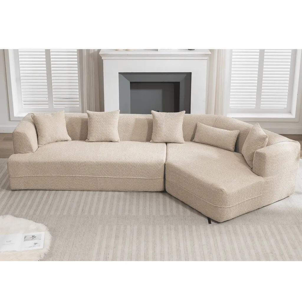 Homiyad Modular Living Room Sofa Set Modern Minimalist Sleeper Sofa 2 PC Free Combination Brown