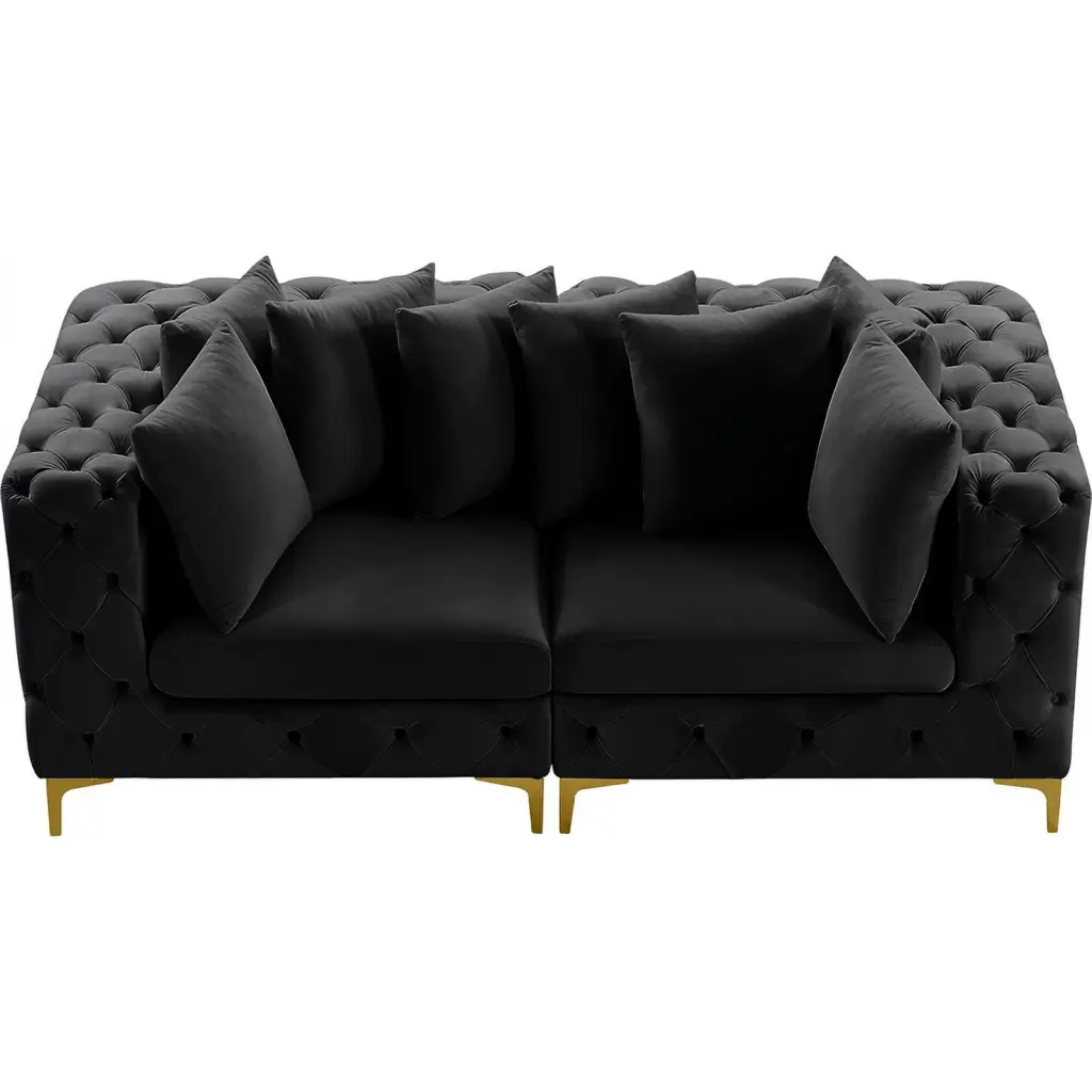 Maklaine Modern Black Finish Velvet Modular Sofa Contemporary Design