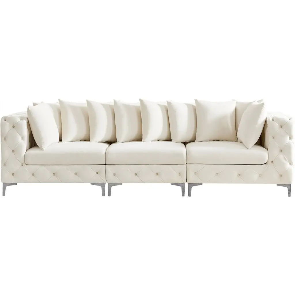 Maklaine Modern Cream Velvet Modular Sofa Contemporary Living Room Furniture