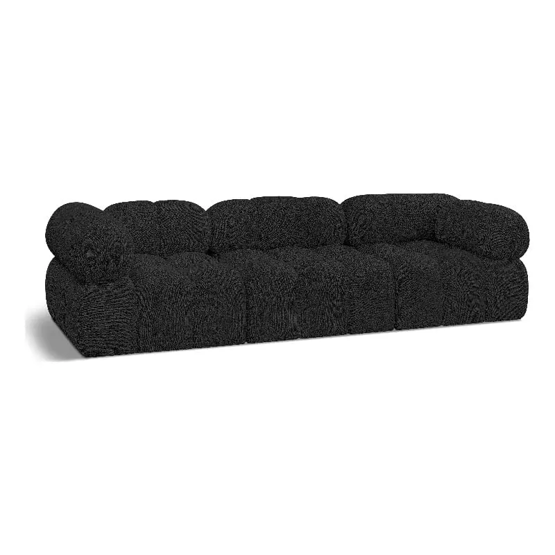 Meridian Furniture Ames Black Boucle Fabric Modular Sofa Modern Living Room