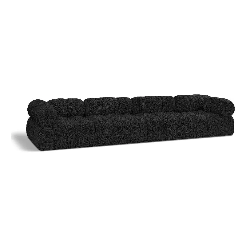 Meridian Furniture Ames Black Boucle Fabric Modular Sofa - Modern Sectional Chaise