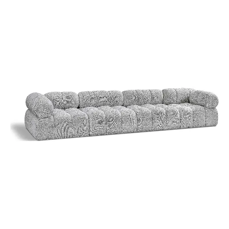 Meridian Furniture Ames Grey Boucle Fabric Modular Sofa - Contemporary Sectional Sofa Set