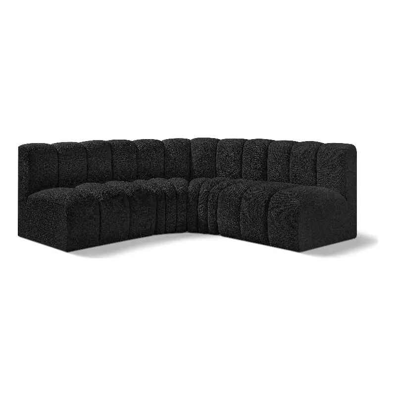 Meridian Furniture Arc Black Boucle Fabric Modular Sofa Modern Living Room