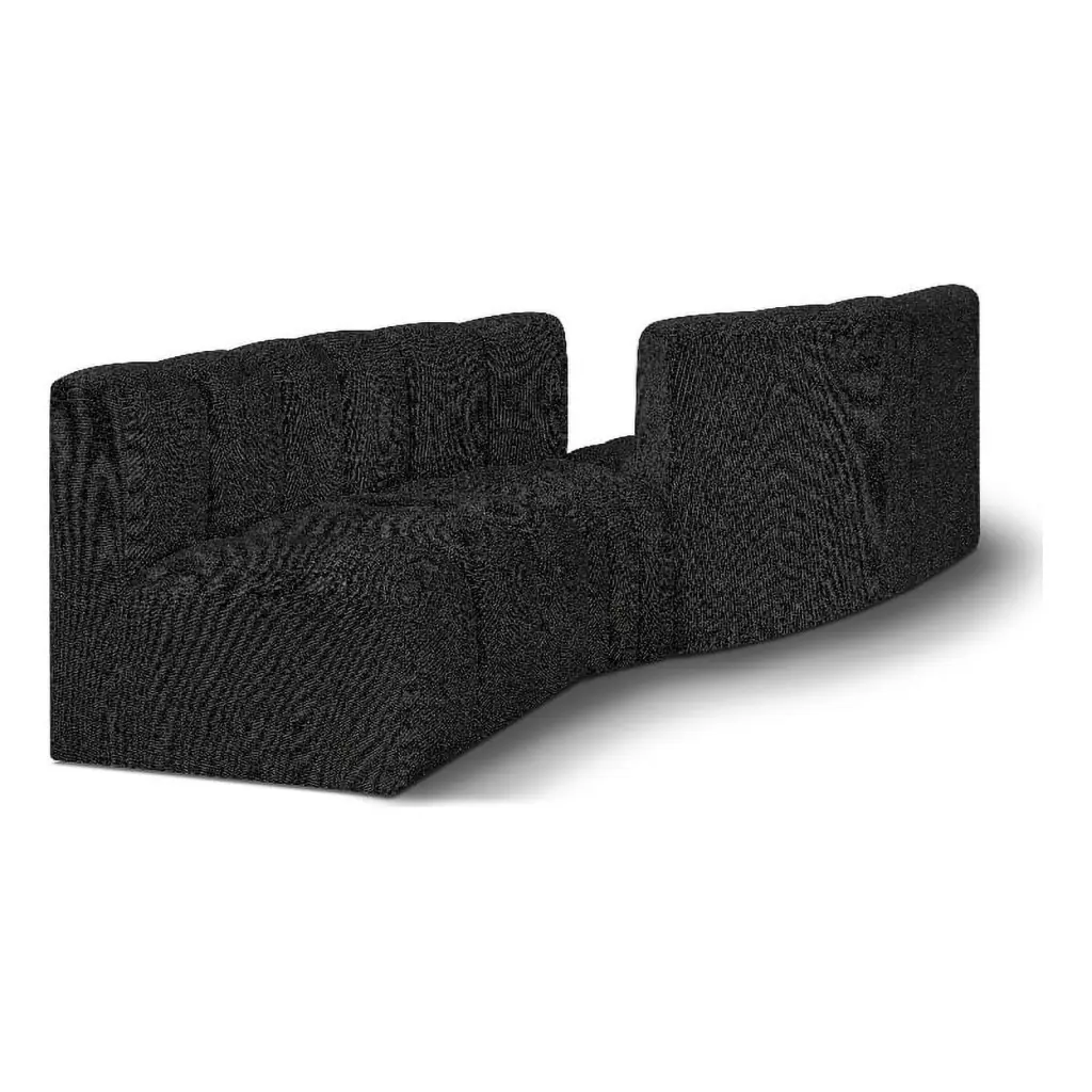 Meridian Furniture Arc Black Boucle Fabric Modular Sofa Stylish Home Decor