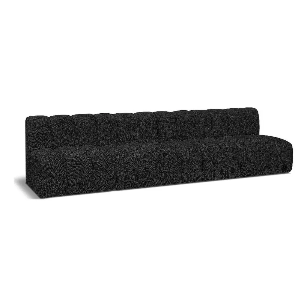 Meridian Furniture Arc Black Boucle Fabric Modular Sofa Stylish Living Space