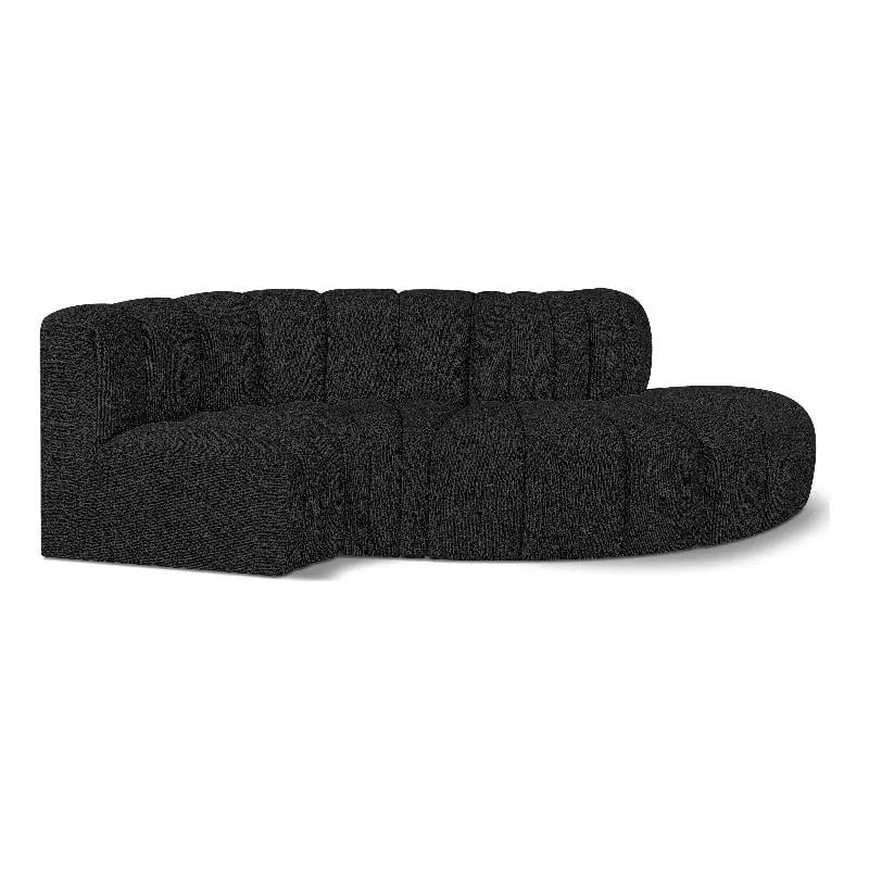 Meridian Furniture Arc Black Boucle Fabric Modular Sofa - Contemporary Sectional Sofa Armless Design