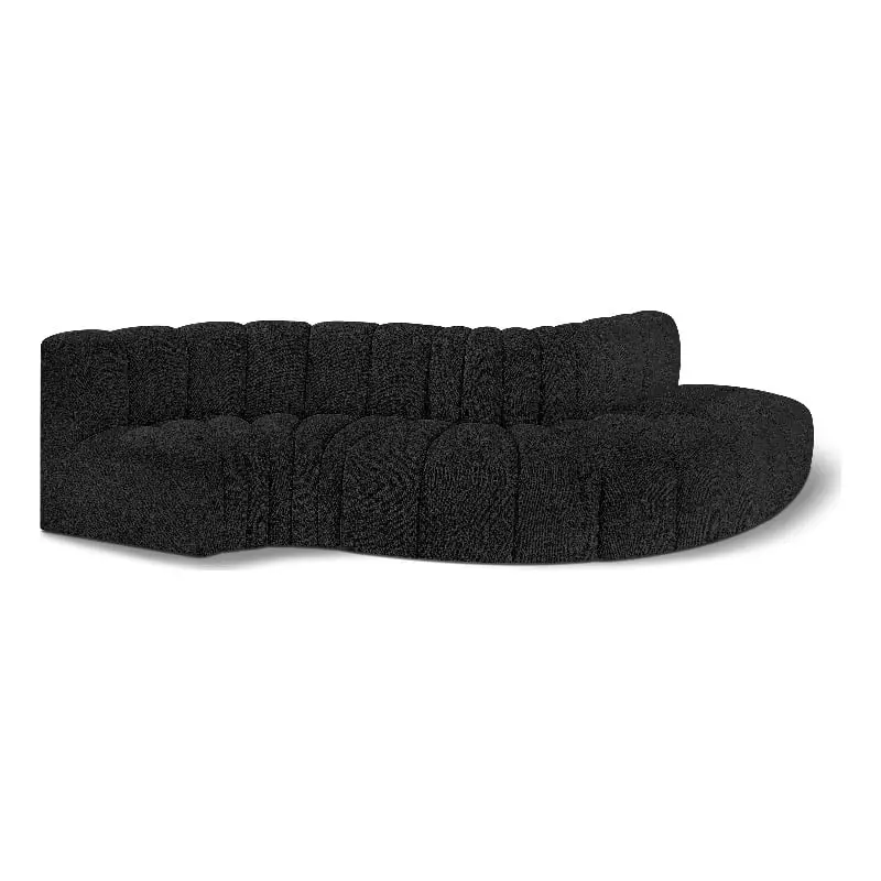 Meridian Furniture Arc Black Boucle Fabric Modular Sofa Contemporary